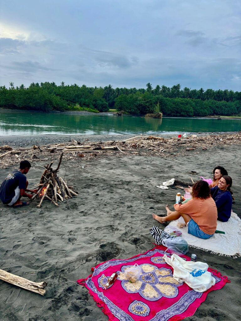 Evening bonfire on the beach