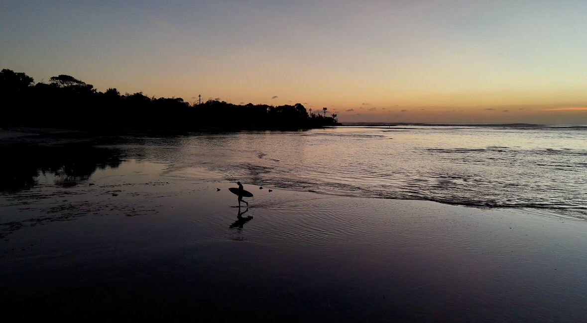 Sunset surfer at Medewi, West Bali